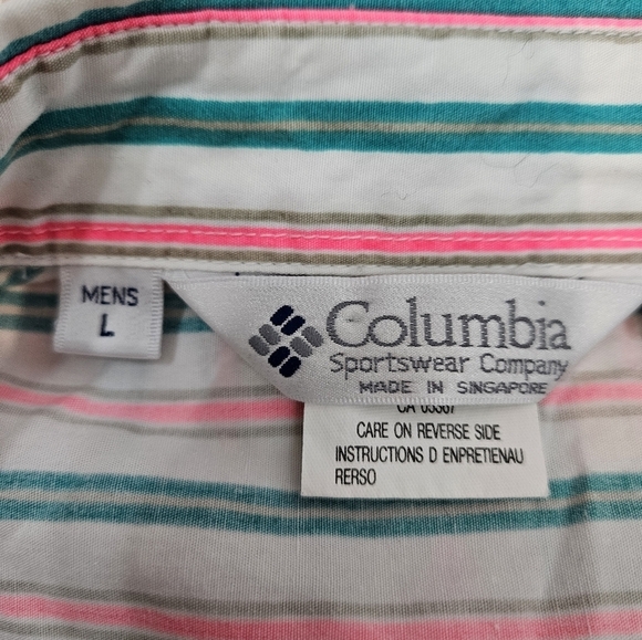 Vintage 80s Columbia Neon Striped Radical Sleeve Button Front Shirt Large J65 - Picture 10 of 13